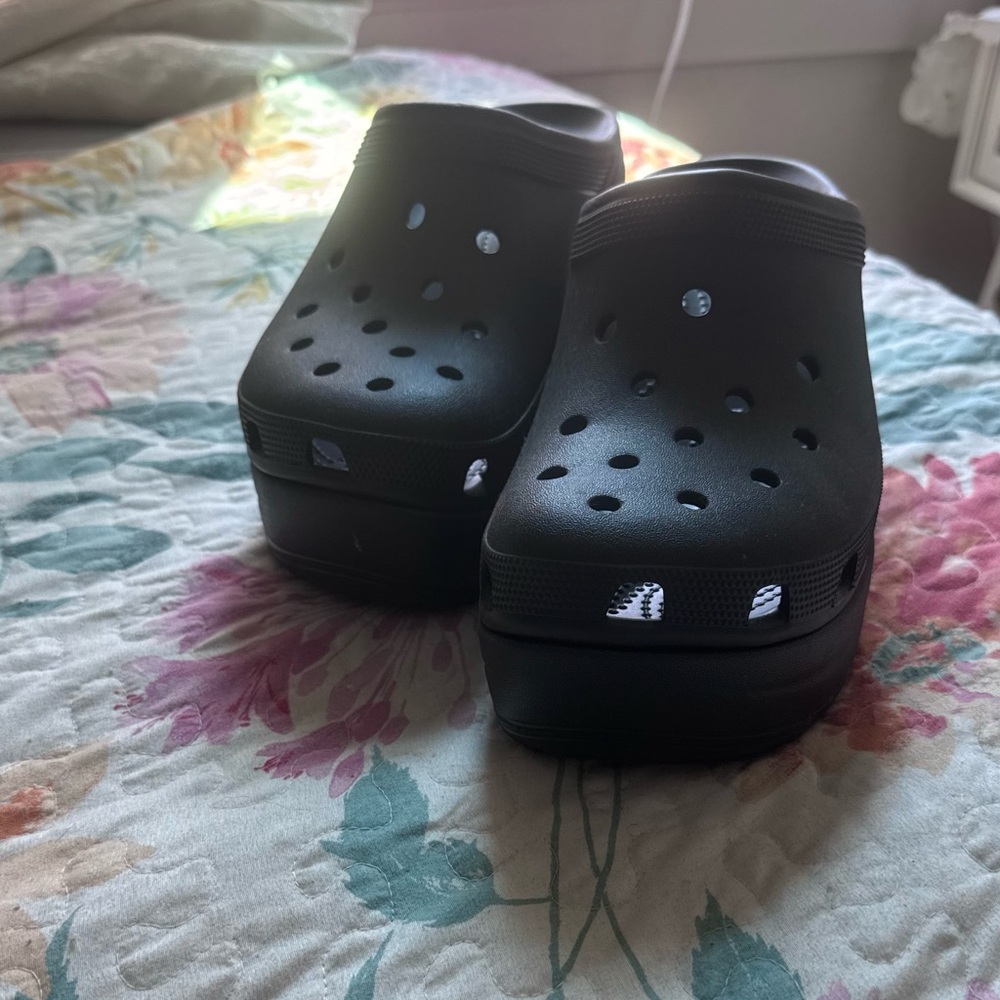 CROCS Black Platform Clogs
